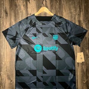 Nike Men's Barcelona Jersey - Black and Teal